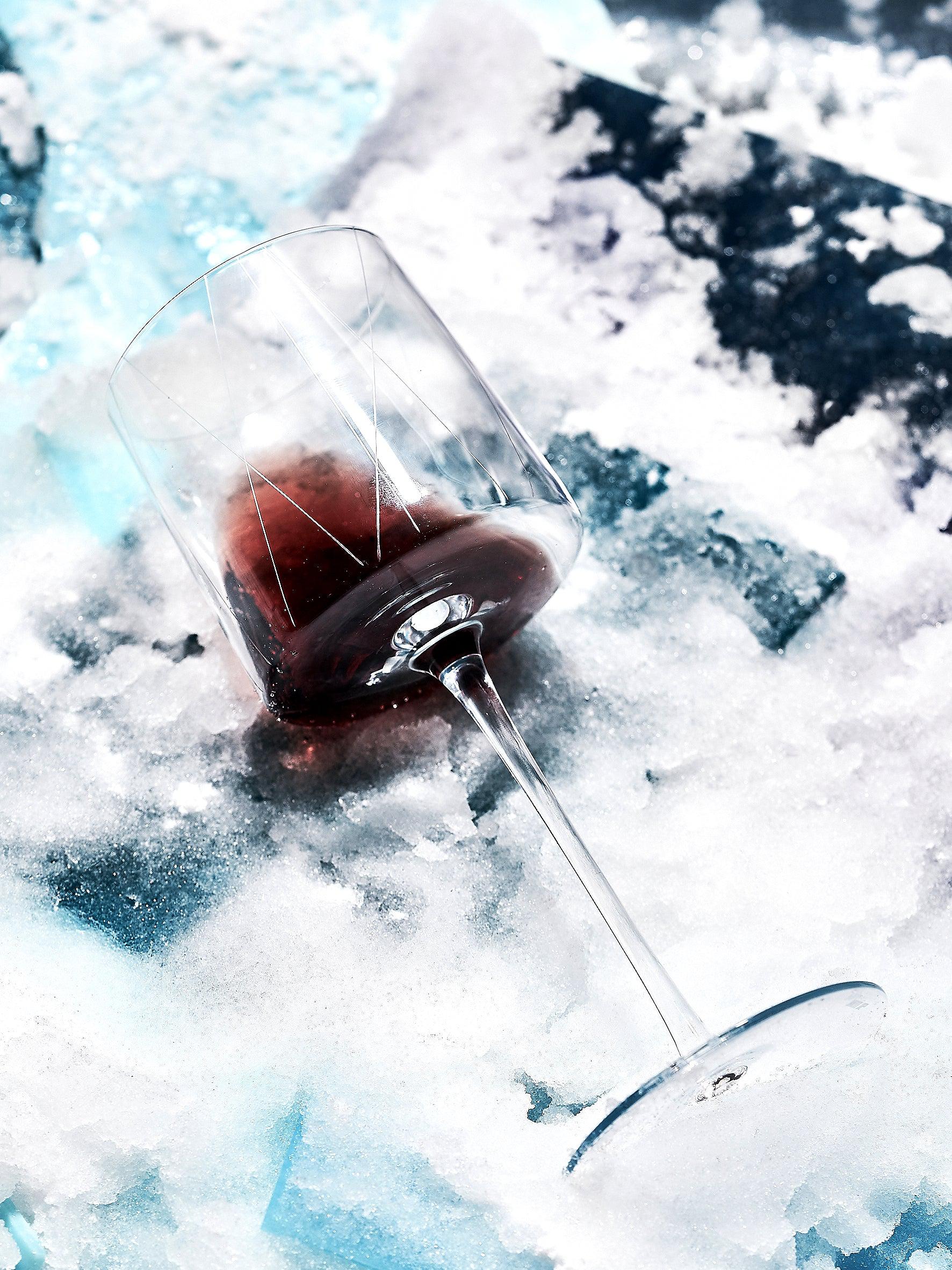 Snow And Ice On Red Glass As Background . Stock Photo, Picture and Royalty  Free Image. Image 108393931.